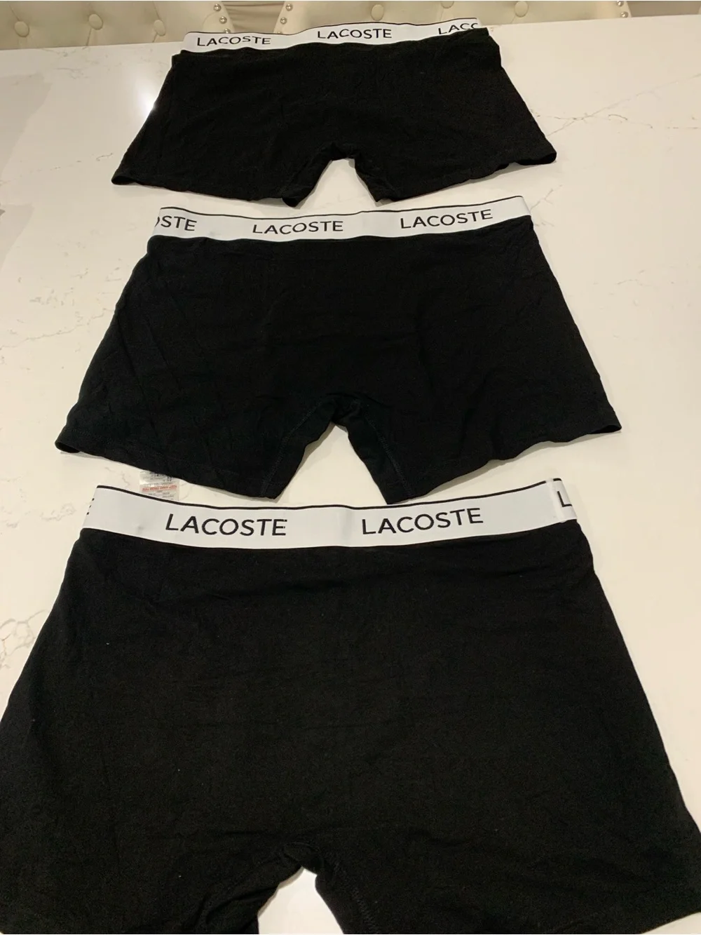 NWT Lacoste Men's Black Cotton Boxer Briefs - 3 lot Size XL
